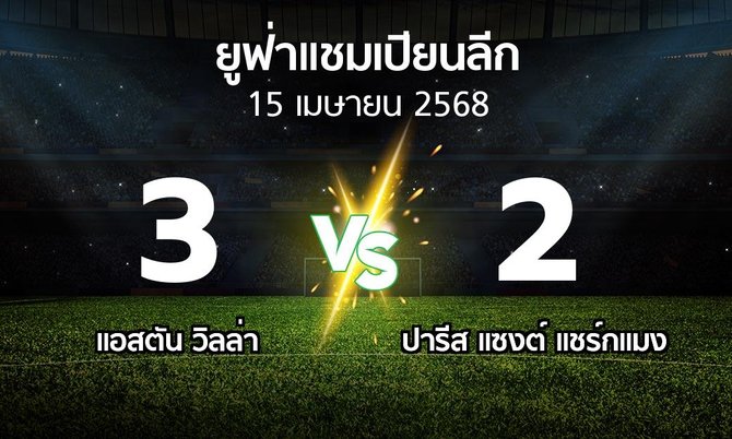 ผลบอล : แอสตัน วิลล่า vs เปแอสเช (ยูฟ่า แชมเปียนส์ลีก 2024-2025)