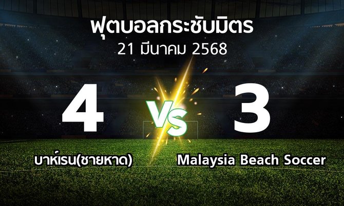 โปรแกรมบอล : บาห์เรน(ชายหาด) vs Malaysia Beach Soccer (ฟุตบอลกระชับมิตร)