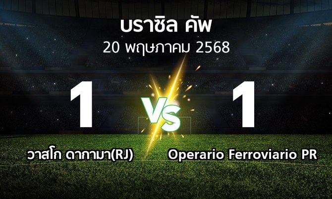 ผลบอล : วาสโก ดากามา(RJ) vs Operario Ferroviario PR (บราซิล-คัพ 2025)