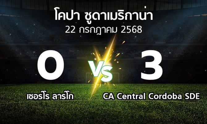 ผลบอล : เซอร์โร ลาร์โก vs CA Central Cordoba SDE (โคปา-ซูดาเมริกาน่า 2025)