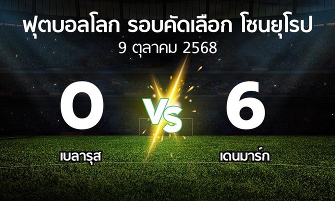 ผลบอล : เบลารุส vs เดนมาร์ก (ฟุตบอลโลก-รอบคัดเลือก-โซนยุโรป 2025-2026)