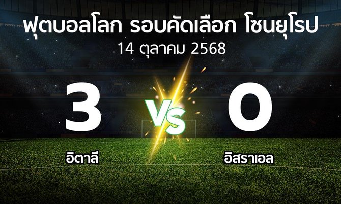 ผลบอล : อิตาลี vs อิสราเอล (ฟุตบอลโลก-รอบคัดเลือก-โซนยุโรป 2025-2026)