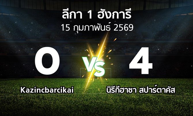 ผลบอล : Kazincbarcikai vs นิรีกีฮาซา สปาร์ตาคัส (ลีกา-1-ฮังการี 2025-2026)