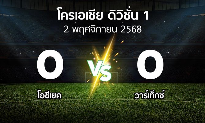 ผลบอล : โอซีเยค vs วาร์เท็กซ์ (โครเอเชีย-ดิวิชั่น-1 2025-2026)