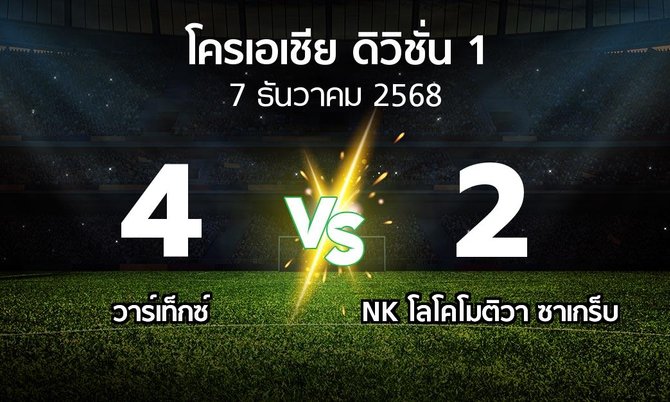 ผลบอล : วาร์เท็กซ์ vs NK โลโคโมติวา ซาเกร็บ (โครเอเชีย-ดิวิชั่น-1 2025-2026)
