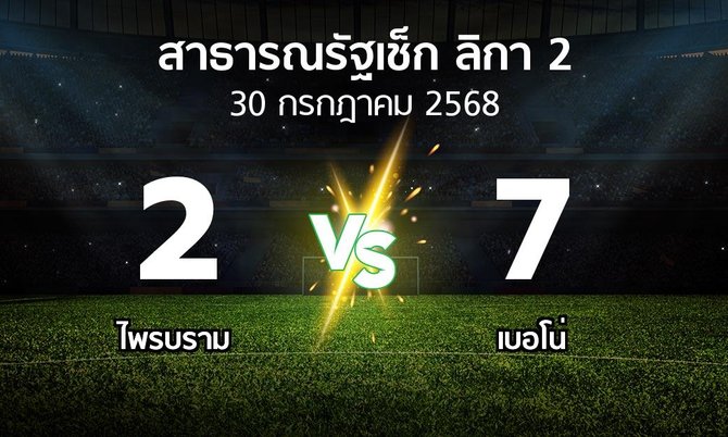 ผลบอล : ไพรบราม vs เบอโน่ (สาธารณรัฐเช็ก-ลิกา-2 2025-2026)