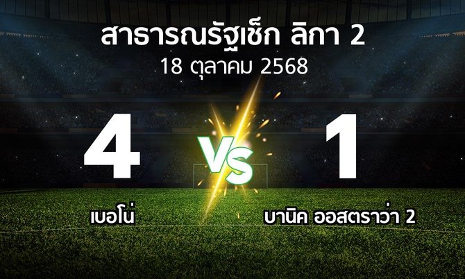 ผลบอล : เบอโน่ vs บานิค ออสตราว่า 2 (สาธารณรัฐเช็ก-ลิกา-2 2025-2026)