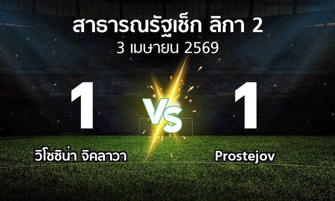 ผลบอล : วิโซซิน่า จิคลาวา vs Prostejov (สาธารณรัฐเช็ก-ลิกา-2 2025-2026)