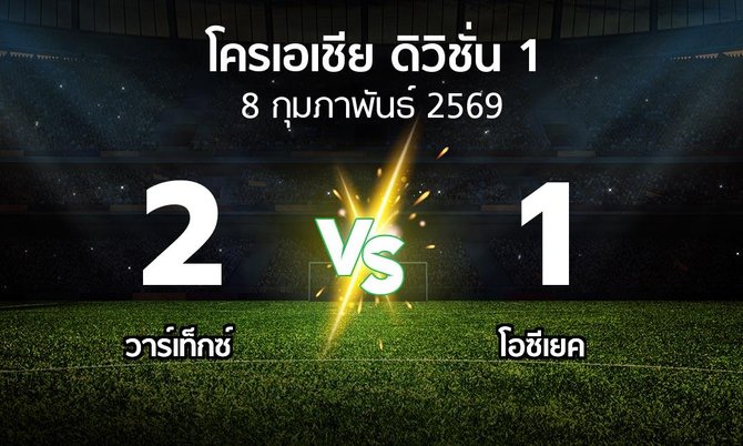 ผลบอล : วาร์เท็กซ์ vs โอซีเยค (โครเอเชีย-ดิวิชั่น-1 2025-2026)