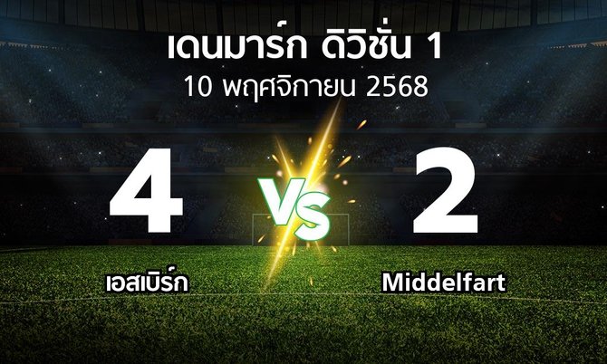 ผลบอล : เอสเบิร์ก vs Middelfart (เดนมาร์ก-ดิวิชั่น-1 2025-2026)