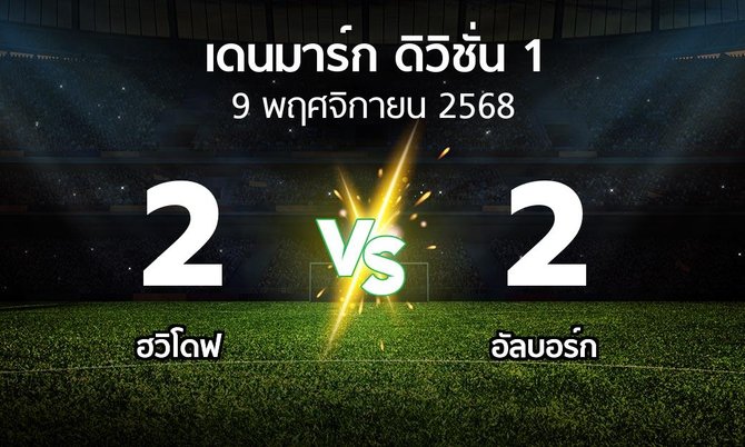 ผลบอล : ฮวิโดฟ vs อัลบอร์ก (เดนมาร์ก-ดิวิชั่น-1 2025-2026)