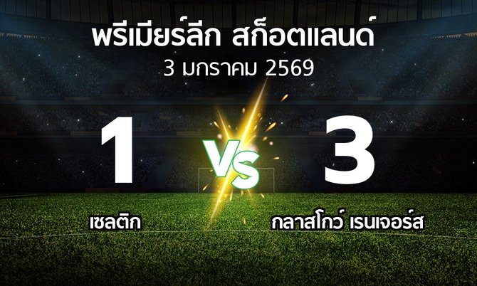 ผลบอล : เซลติก vs กลาสโกว์ เรนเจอร์ส (สก็อตติชพรีเมียร์ลีก 2025-2026)