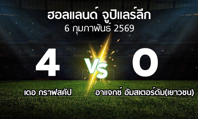 ผลบอล : เดอ กราฟสคัป vs อาแจกซ์ อัมสเตอร์ดัม(เยาวชน) (ฮอลแลนด์-จูปิแลร์ลีก 2025-2026)