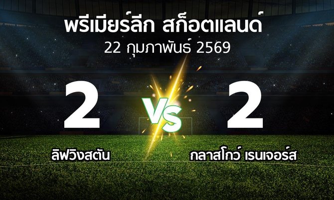 ผลบอล : ลิฟวิงสตัน vs กลาสโกว์ เรนเจอร์ส (สก็อตติชพรีเมียร์ลีก 2025-2026)