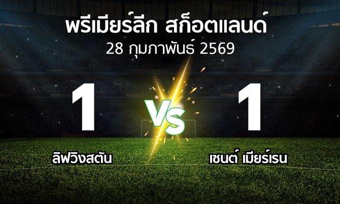 ผลบอล : ลิฟวิงสตัน vs เมียร์เรน (สก็อตติชพรีเมียร์ลีก 2025-2026)