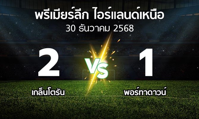 ผลบอล : เกล็นโตรัน vs พอร์ทาดาวน์ (พรีเมียร์ลีก-ไอร์แลนด์เหนือ 2025-2026)