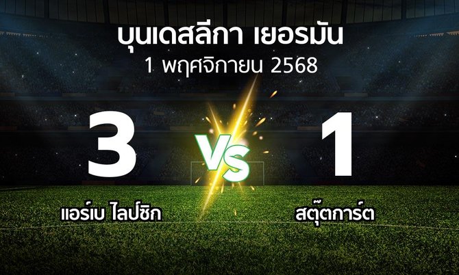 ผลบอล : แอร์เบ ไลป์ซิก vs สตุ๊ตการ์ต (บุนเดสลีกา 2025-2026)