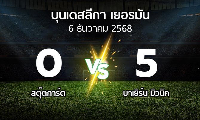 ผลบอล : สตุ๊ตการ์ต vs บาเยิร์น มิวนิค (บุนเดสลีกา 2025-2026)