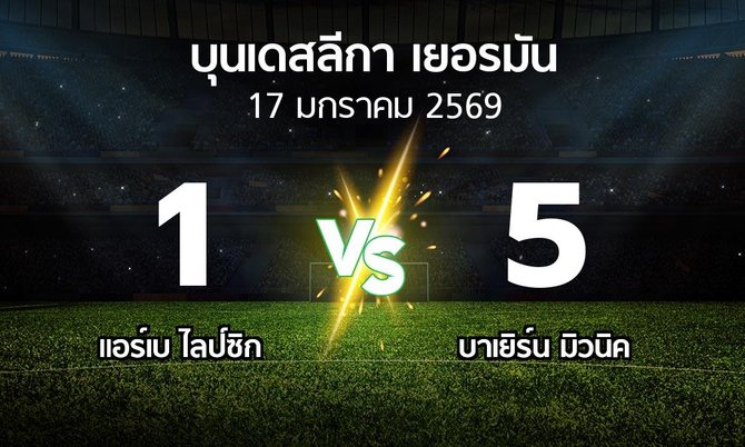 ผลบอล : แอร์เบ ไลป์ซิก vs บาเยิร์น มิวนิค (บุนเดสลีกา 2025-2026)