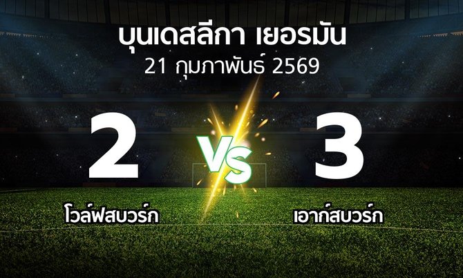 ผลบอล : โวล์ฟสบวร์ก vs เอาก์สบวร์ก (บุนเดสลีกา 2025-2026)