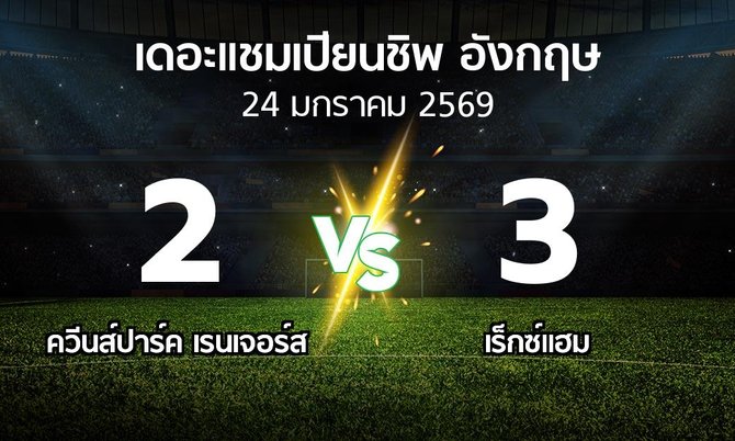 ผลบอล : ควีนส์ปาร์ค เรนเจอร์ส vs เร็กซ์แฮม (เดอะ แชมเปียนชิพ 2025-2026)