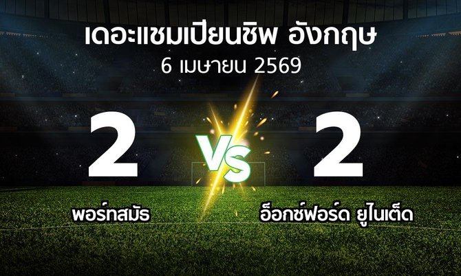 ผลบอล : พอร์ทสมัธ vs อ็อกซ์ฟอร์ด ยูไนเต็ด (เดอะ แชมเปียนชิพ 2025-2026)