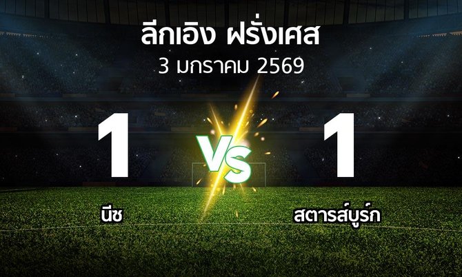 ผลบอล : นีซ vs สตารส์บูร์ก (ลีกเอิง 2025-2026)