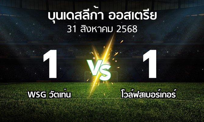 ผลบอล : WSG วัตเท่น vs โวล์ฟสเบอร์เกอร์ (บุนเดสลีก้า-ออสเตรีย 2025-2026)