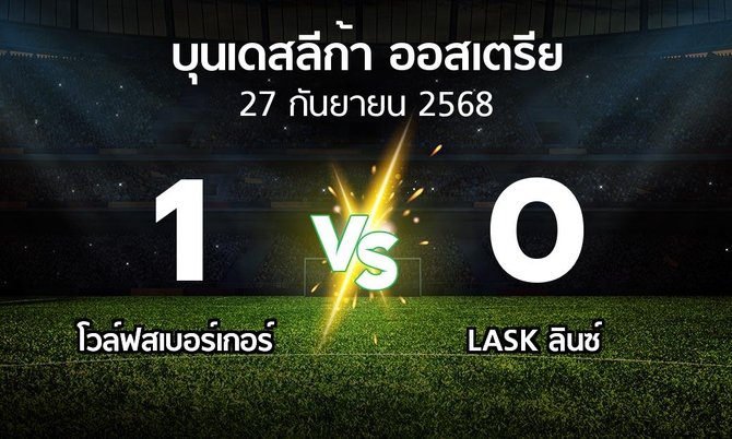 ผลบอล : โวล์ฟสเบอร์เกอร์ vs LASK ลินซ์ (บุนเดสลีก้า-ออสเตรีย 2025-2026)
