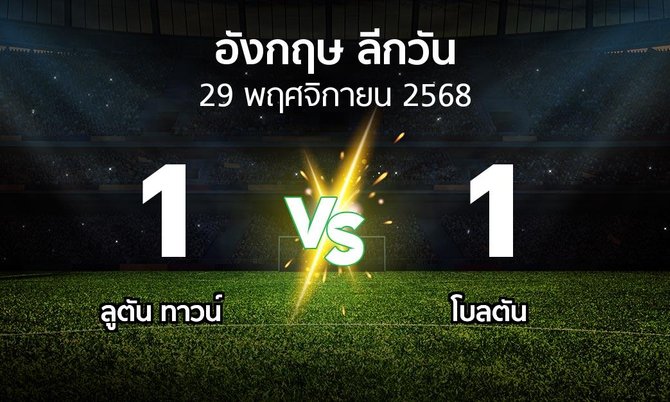 ผลบอล : ลูตัน ทาวน์ vs โบลตัน (ลีกวัน-อังกฤษ 2025-2026)