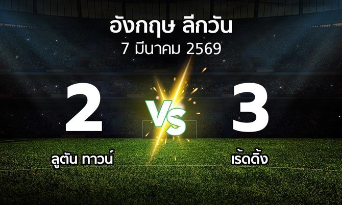 ผลบอล : ลูตัน ทาวน์ vs เร้ดดิ้ง (ลีกวัน-อังกฤษ 2025-2026)
