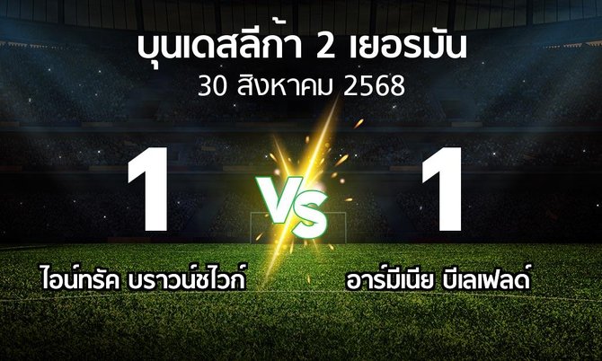 ผลบอล : บราวน์ชไวก์ vs อาร์มีเนีย บีเลเฟลด์ (บุนเดสลีก้า-2-เยอรมัน 2025-2026)