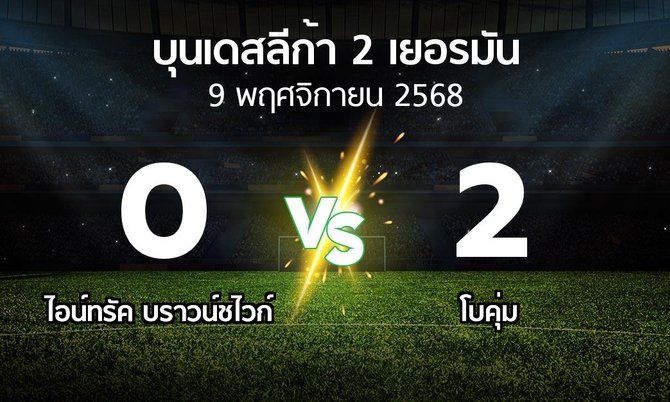 ผลบอล : บราวน์ชไวก์ vs โบคุ่ม (บุนเดสลีก้า-2-เยอรมัน 2025-2026)