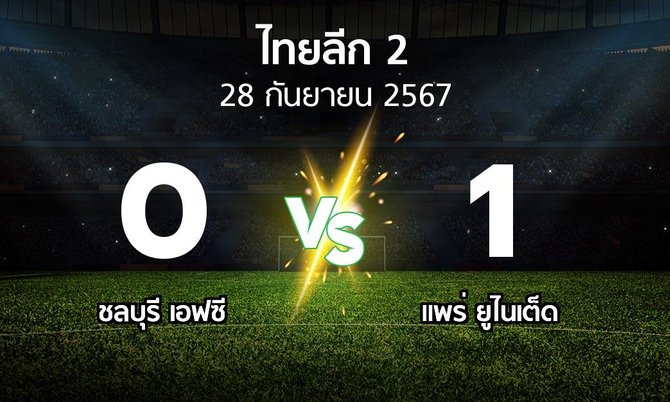 ผลบอล : ชลบุรี เอฟซี vs แพร่ ยูไนเต็ด (ไทยลีก 2 2024-2025)