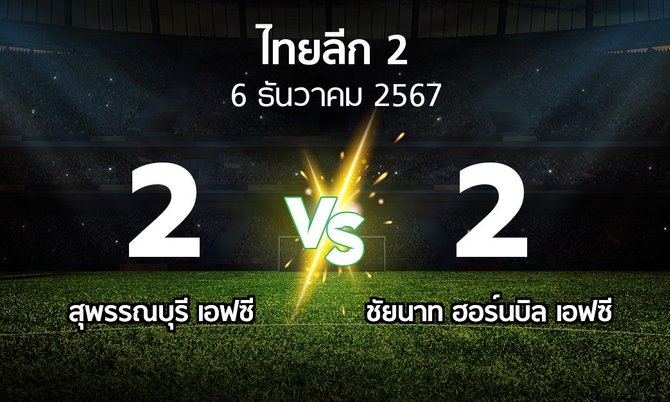 ผลบอล : สุพรรณบุรี เอฟซี vs ชัยนาท ฮอร์นบิล เอฟซี (ไทยลีก 2 2024-2025)
