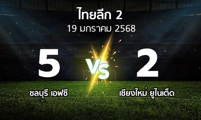 ผลบอล : ชลบุรี เอฟซี vs เชียงใหม่ ยูไนเต็ด (ไทยลีก 2 2024-2025)