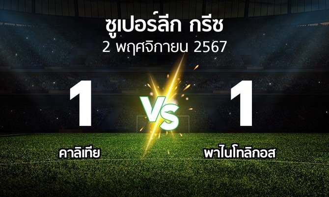 ผลบอล : คาลิเทีย vs พาไนโทลิกอส (ซูเปอร์ลีก-กรีซ 2024-2025)