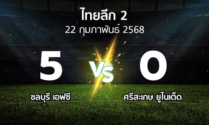 ผลบอล : ชลบุรี เอฟซี vs ศรีสะเกษ ยูไนเต็ด (ไทยลีก 2 2024-2025)