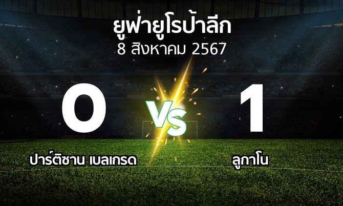 ผลบอล : ปาร์ติซานฯ vs ลูกาโน (ยูฟ่า ยูโรป้าลีก 2024-2025)