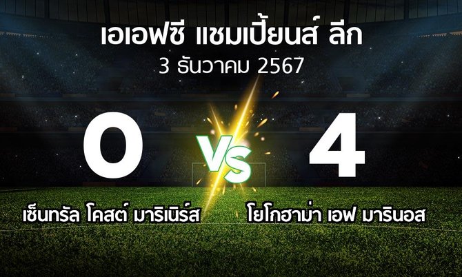 ผลบอล : เซ็นทรัล โคสต์ มาริเนิร์ส vs โยโกฮาม่า เอฟ มารินอส (เอเอฟซีแชมเปี้ยนส์ลีก 2024-2025)