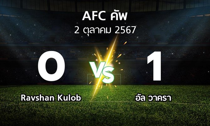 ผลบอล : Ravshan Kulob vs อัล วาครา (เอเอฟซีคัพ 2024-2025)