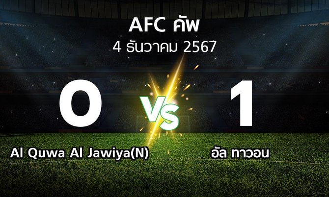 ผลบอล : Al Quwa Al Jawiya(N) vs อัล ทาวอน (เอเอฟซีคัพ 2024-2025)
