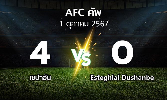 ผลบอล : เซปาฮัน vs Esteghlal Dushanbe (เอเอฟซีคัพ 2024-2025)