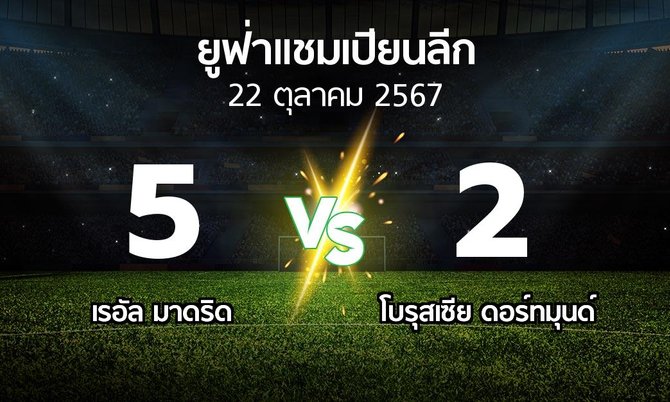 ผลบอล : เรอัล มาดริด vs ดอร์ทมุนด์ (ยูฟ่า แชมเปียนส์ลีก 2024-2025)