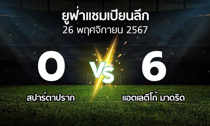 ผลบอล : สปาร์ตาปราก vs แอต.มาดริด (ยูฟ่า แชมเปียนส์ลีก 2024-2025)