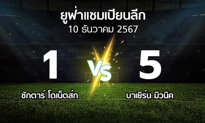 ผลบอล : ชักตาร์ฯ vs บาเยิร์น มิวนิค (ยูฟ่า แชมเปียนส์ลีก 2024-2025)