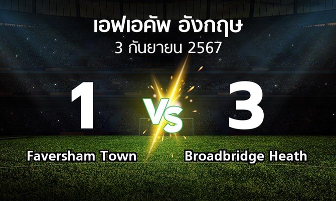 ผลบอล : Faversham Town vs Broadbridge Heath (เอฟเอ คัพ 2024-2025)