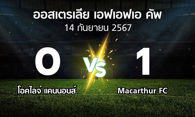 ผลบอล : โอคไลจ์ แคนนอนส์ vs Macarthur FC (ออสเตรเลีย-เอฟเอฟเอ-คัพ 2024)