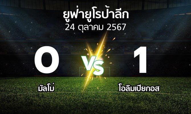 ผลบอล : มัลโม่ vs โอลิมเปียกอส (ยูฟ่า ยูโรป้าลีก 2024-2025)