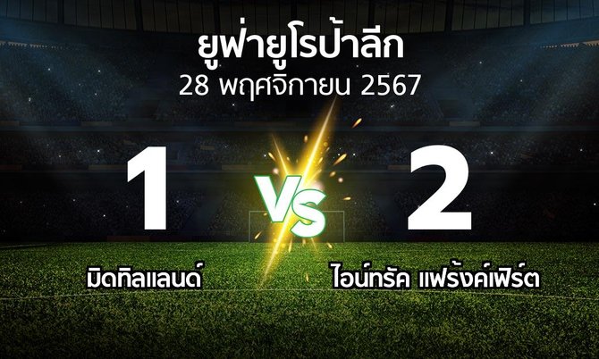 ผลบอล : มิดทิลแลนด์ vs แฟร้งค์เฟิร์ต (ยูฟ่า ยูโรป้าลีก 2024-2025)